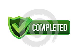 Completed tick, Checkmark stamp, sticker. Vector stock illustration.