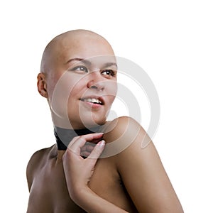 Completely bald girl
