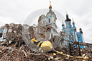 Completely destroyed church in Bogorodichne, Donetsk region