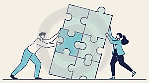 Completing a Large Puzzle, Solution and Integration, vector design Generative AI