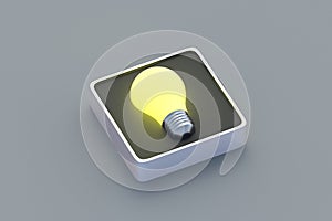 Completing tasks. Glowing light bulb on button