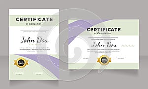 Completion certificate design template