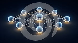 Deep Learning Neural Network Structure for Tech Professionals: Abstract 3D Render of Data Connections.