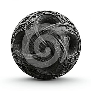 A complex, AI-generated 3D object featuring an intricate, interwoven, torus-like