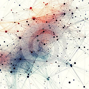 Abstract network of connected dots and lines in gradient colors