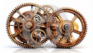 Intricate Rusty Gears of an Old Machine