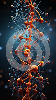 A complex biological gene structure visualized through 3D rendering with lines and nodes