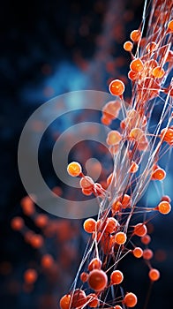 A complex biological gene structure visualized through 3D rendering with lines and nodes