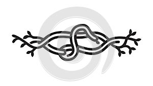 Complex Black Rope Knot Abstract Design Element, vector design Generative AI
