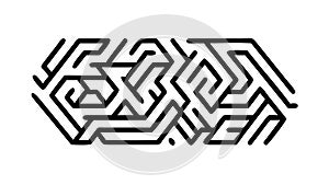 Complex Black and White Square Maze Puzzle, vector design Generative AI