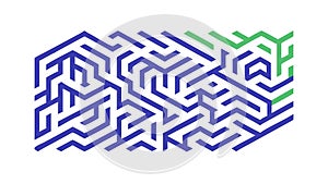 Complex Blue Maze Design, Challenging Puzzle Vector. vector design Generative AI