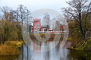 Complex of buildings of paper mill 1870 on banks of Iput River, Dobrush, Belarus
