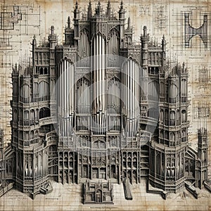 Technical Plan of Gothic Cathedral Organ