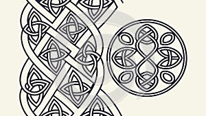 Complex Celtic knot border, traditional decorative element, vector design Generative AI
