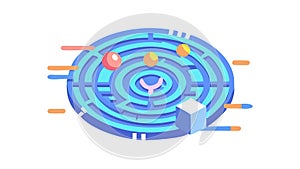 Complex Circular Labyrinth Maze, Problem-Solving Challenge, vector design Generative AI