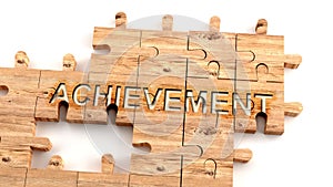 Complex and confusing achievement: learn complicated, hard and difficult concept of achievement,pictured as pieces of a wooden