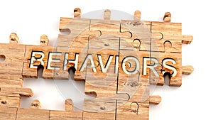 Complex and confusing behaviors: learn complicated, hard and difficult concept of behaviors,pictured as pieces of a wooden jigsaw photo