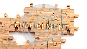 Complex and confusing fulfillment: learn complicated, hard and difficult concept of fulfillment,pictured as pieces of a wooden