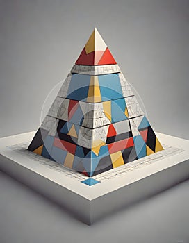 Complex Crystal Pyramid in 3D Space, Generative AI