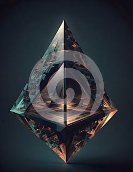 Complex Crystal Pyramid in 3D Space, Generative AI