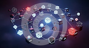 Complex 3D Decision Making Flowchart and Algorithm Visualization