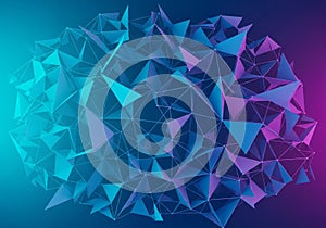 A complex 3D geometric pattern featuring interlocking triangular