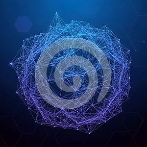 Composed of interconnected blue and purple lines forms a sphere-like