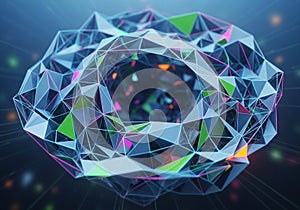 Complex 3D geometric structure composed of interconnected