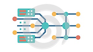 Complex Data Flow Visualization with Interconnected Nodes, vector design Generative AI