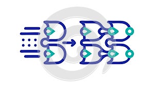 Complex Data Stream, Information Processing and Digital Networks, vector design Generative AI
