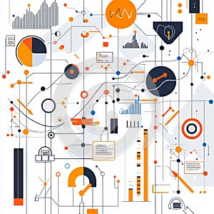 Complex data visualization with graphs and charts in modern design