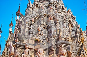 The complex decoration of ancient Kakku Pagodas, Myanmar