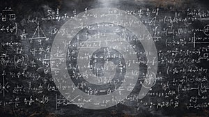 Complex Equations Scribbled on a Chalkboard in a Classroom Setting During a Mathematics Lesson