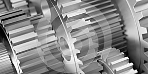 Complex gears or cogwheels background, business team, teamwork or strategy concept