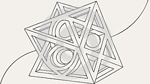 Complex Geometric Cube with Abstract Forms, vector design Generative AI