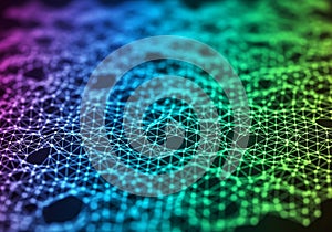 This complex geometric mesh creates a sense of depth and dimension, with