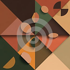 A complex geometric pattern featuring an arrangement of triangular and circular