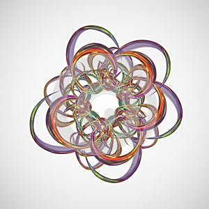 Complex geometric pattern featuring interwoven loops and arcs with a symmetrical