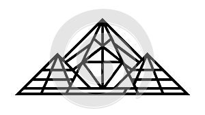Complex Geometric Pyramid Structure Outline Vector, vector design Generative AI