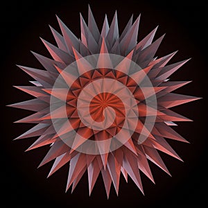 A complex geometric structure composed of numerous sharp, pointed triangular