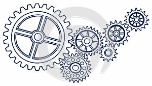 Complex Industrial Gears Cluster Mechanical Engineering, vector design Generative AI