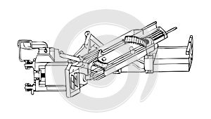 Complex Industrial Machine Blueprint Vector, vector design Generative AI
