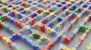 A complex, interconnected 3D maze made