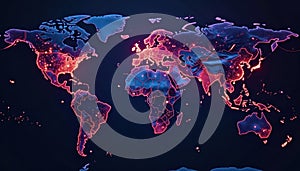 Complex interconnected data streams across globe   dynamic  digital