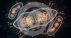Complex internal structure of a glowing microbe