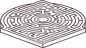 Complex isometric maze puzzle, challenging path, strategic thinking, vector design Generative AI