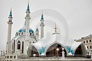 Complex of Kul Sharif Mosque in Kazan Kremlin in photo