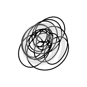 Complex line. Complicated way. Messy ball concept. Loading idea vector process.