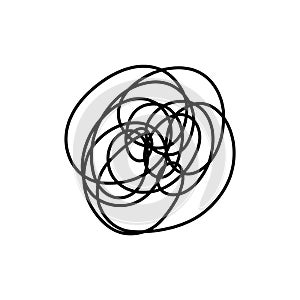 Complex line. Complicated way. Messy ball concept. Loading idea vector process.