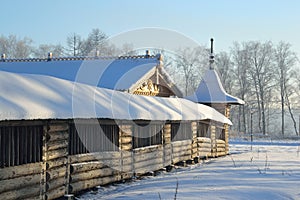 The complex Manor Bogoslovka at sunny winter day.